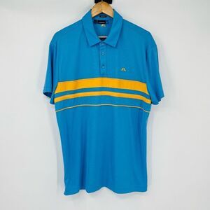 J. Lindeberg Polo Shirt Regular Fit Short Sleeve Golf Mens Blue Size XL